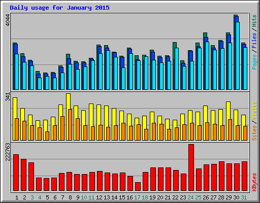 Daily usage for January 2015