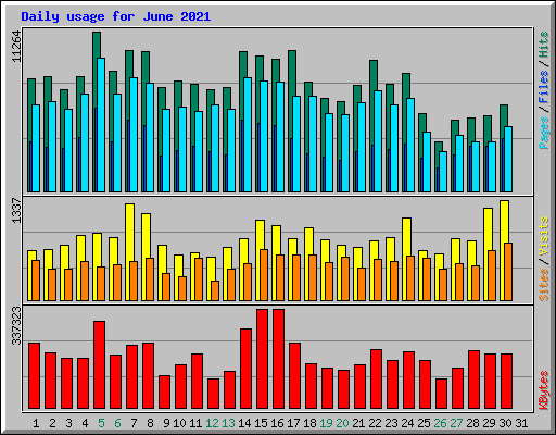 Daily usage for June 2021